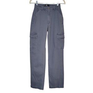 HOLLISTER | Ultra High Rise Dad Pant Long Straight Leg Blue Cargo Pants 24L